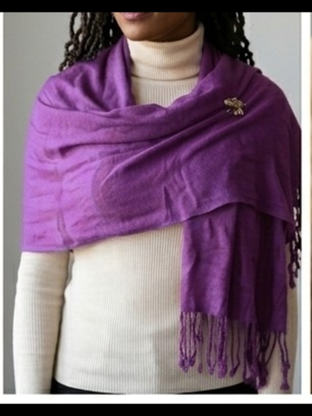 Purple Fringe Wrap Scarf - Elegant Women's Shawl